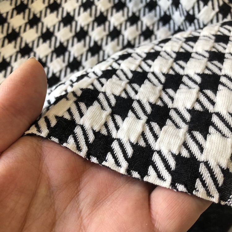 Coupon De Tissu Gabardine Pied-de-poule Avec élasthanne - 2,15 M X 1,55 M, Noir, Viscose